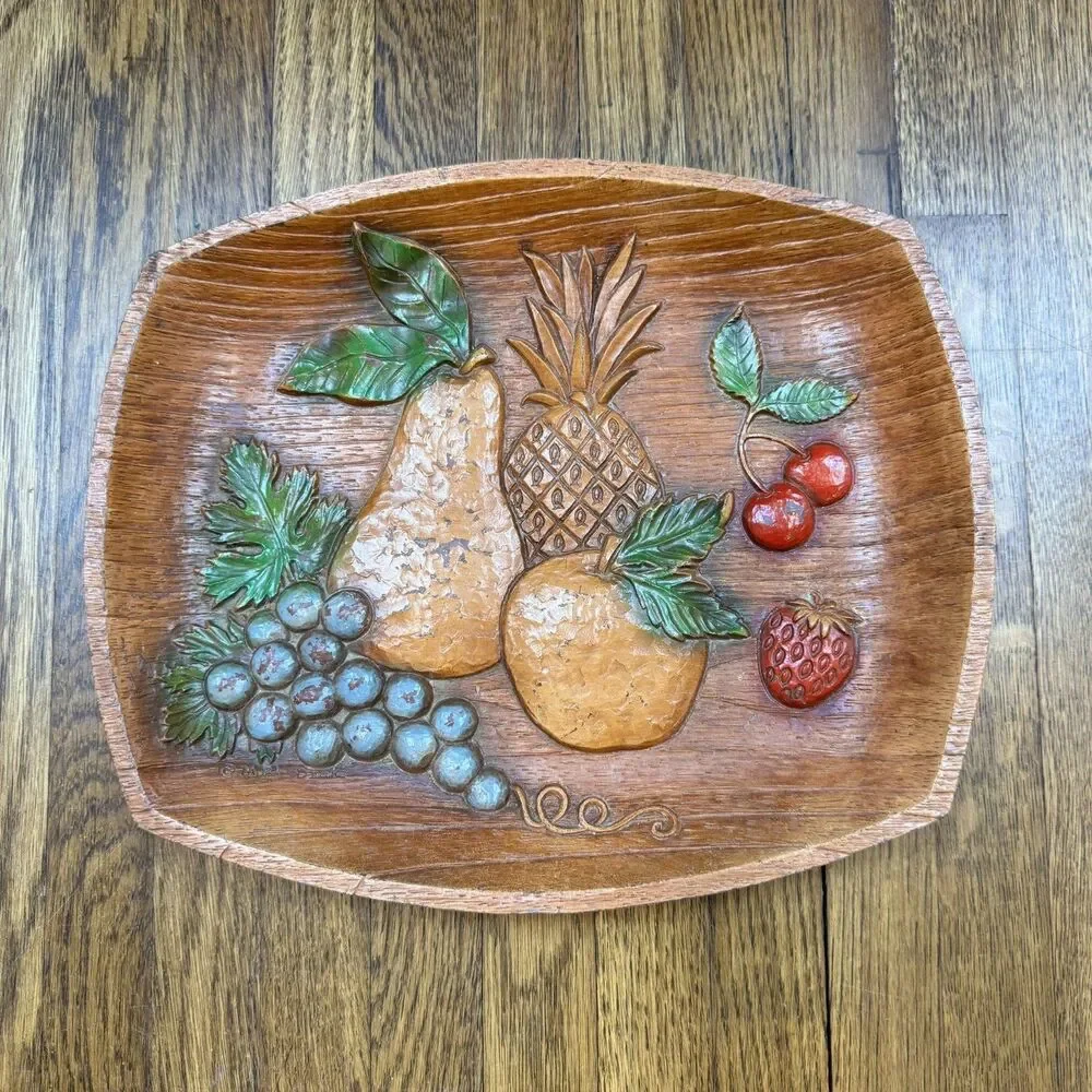 Vintage Multi Products, Inc Burwood Fruit Pattern Tray MCM Retro Made in USA